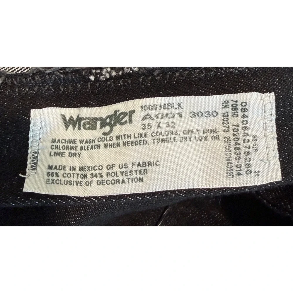Wrangler Cowboy Cut Jeans Mens 35x32 Black‎ Slim Fit 938 Stretch Denim NWT